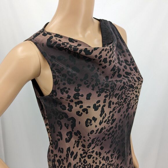 NWT Vintage 1990s Jones New York Silk Mini Dress Animal Print Cowl Size 8P - Picture 4 of 11